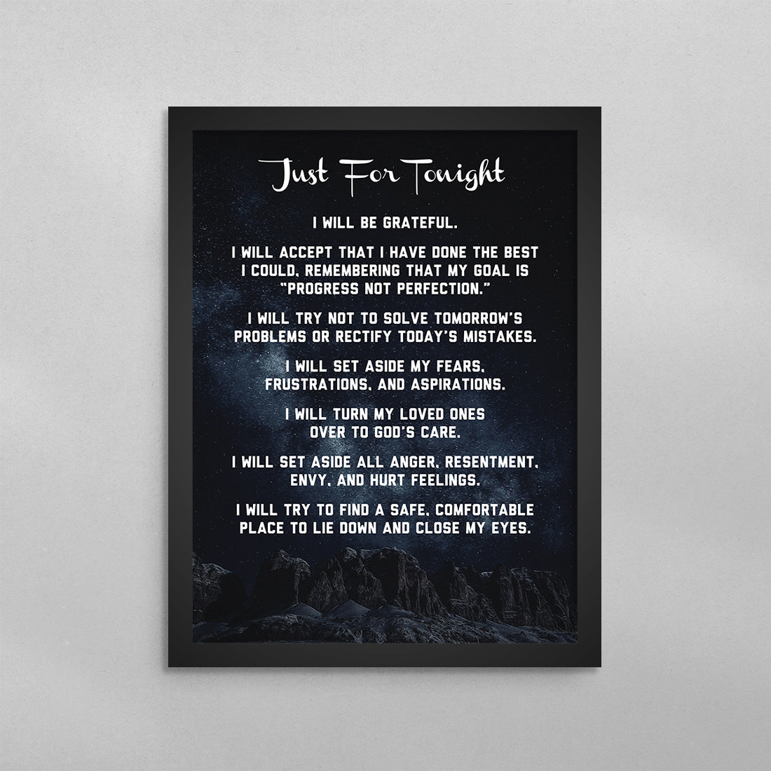AA Just For Tonight Prayer Poster