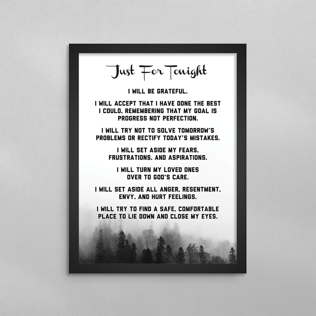 AA Just For Tonight Prayer Poster