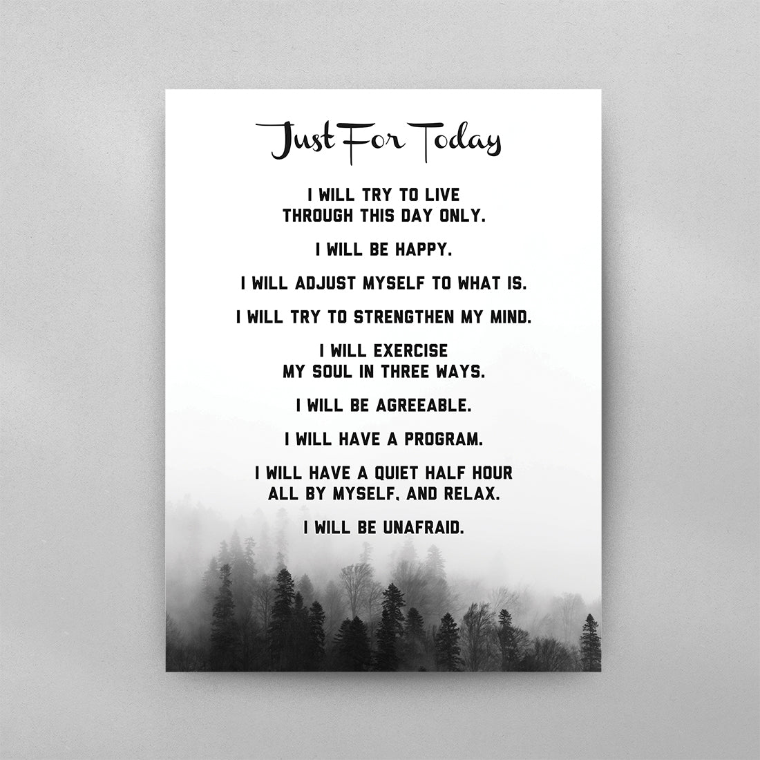 AA Just For Today Prayer Poster