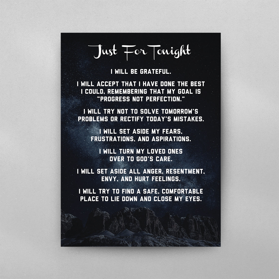 AA Just For Tonight Prayer Poster