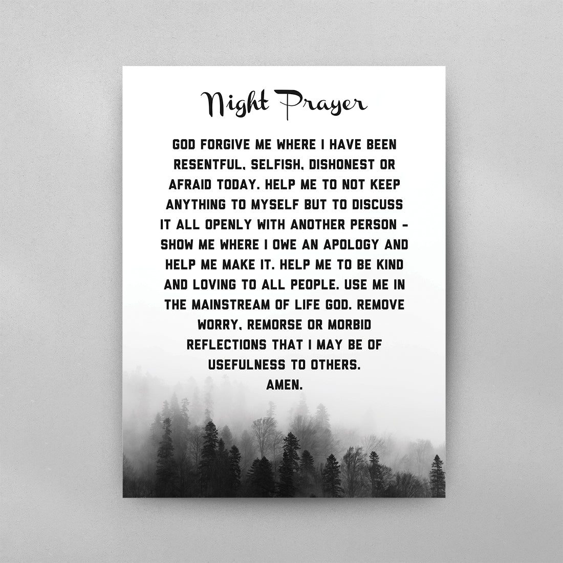 AA Night Prayer Poster