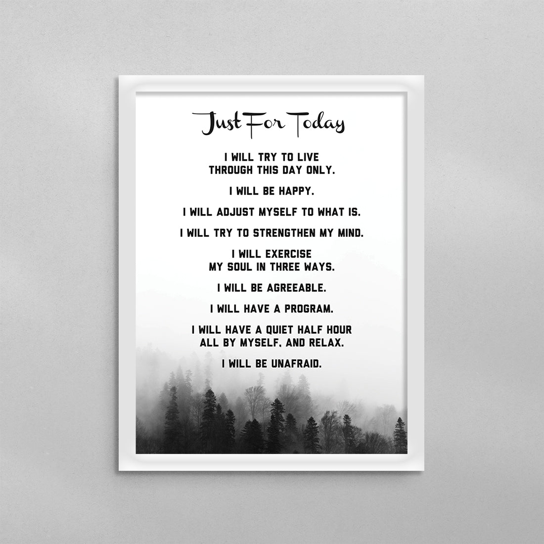 AA Just For Today Prayer Poster