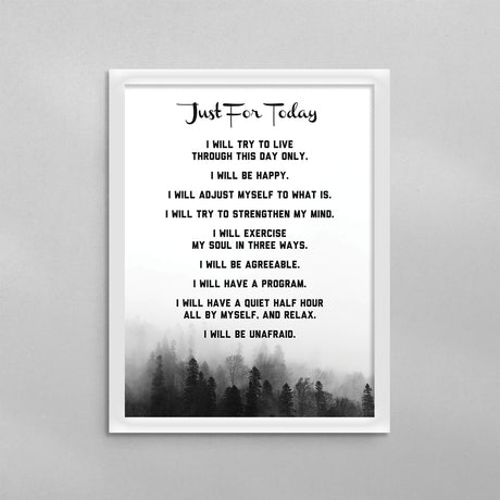 Just For Today Prayer Poster