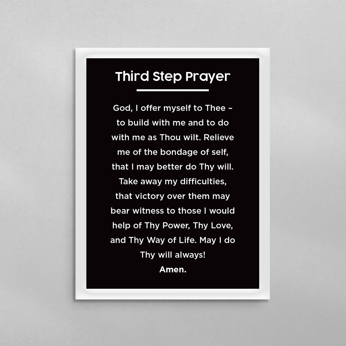 3rd Step Prayer Minimal Poster - Addiction Recovery Wall Art Print ...