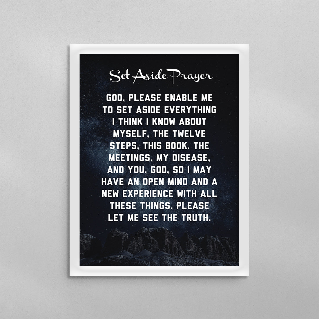 Set Aside Prayer AA Poster Mental Heath Wall Art Canvas Framed Print Set aside prayer aa poster mental heath wall art canvas framed print