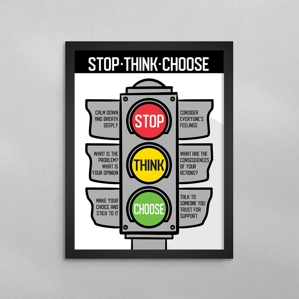 Stop Think Choose Mental Heath Wall Art Poster, Canvas, Framed Print ...