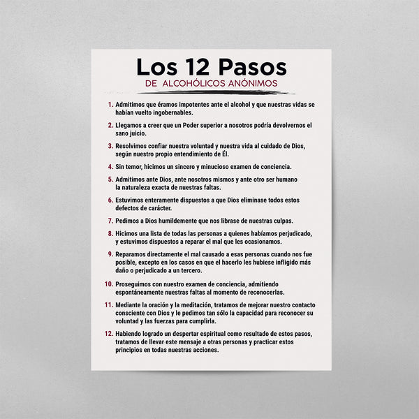 SPANISH 12 Steps of Alcoholicos Anonymous