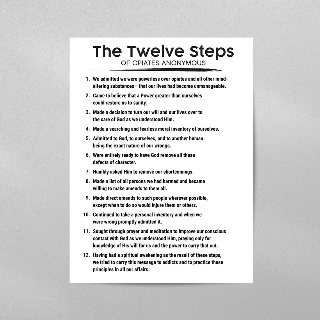 The 12 Steps of Opiates Anonymous