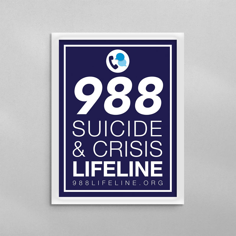 988 Suicide & Crisis Lifeline Poster - Mental Heath Awareness Wall Art ...